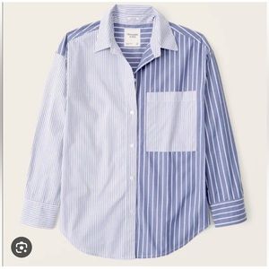 Abercrombie & Fitch NWT Oversized Colorblock Poplin Button-Up Shirt Size S